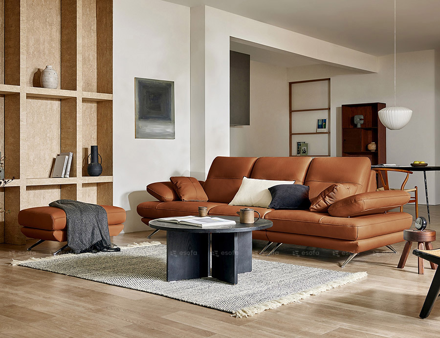 Sofa da 3 chỗ tay gật gù E26