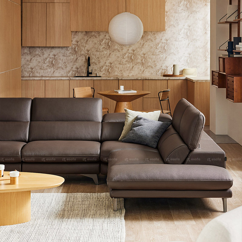 Sofa da góc phòng khách lớn E17