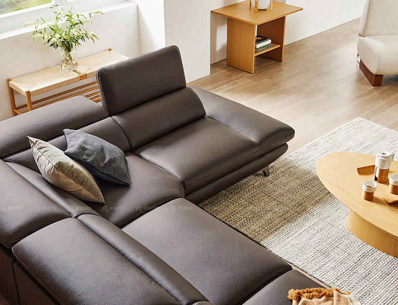 Sofa góc phòng khách tựa gật gù E17