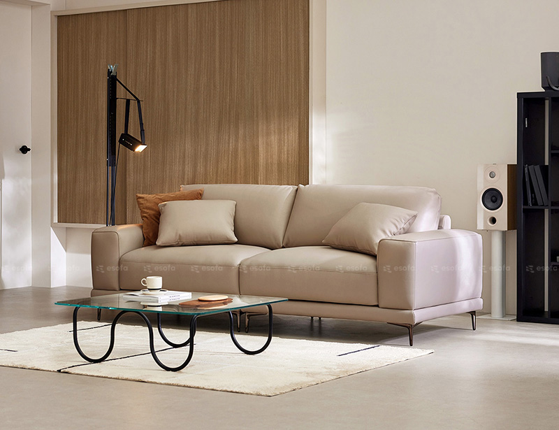 Sofa văng da 2 chỗ màu nâu E24