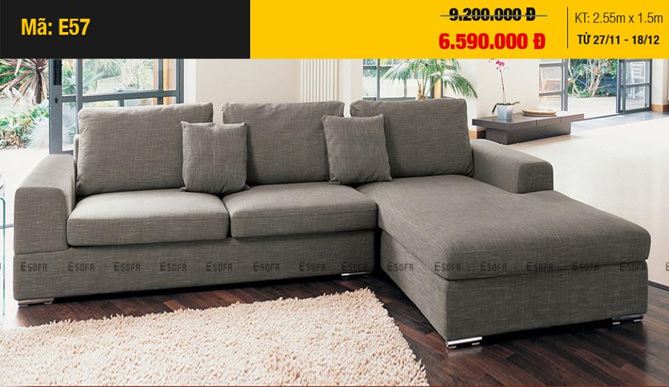 Sofa góc nỉ giá rẻ tại ESOFA thiết kế hiện đại, chất lượng cao