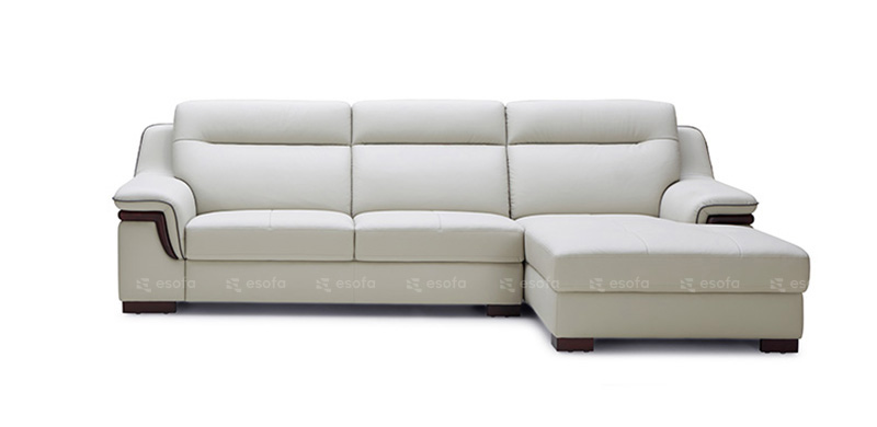 Ghế sofa góc màu trắng 3 chỗ tay kết hợp gỗ E56