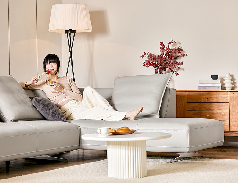 Ghế sofa da góc phòng khách E14