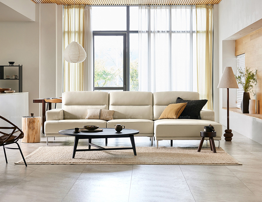 Ghế sofa góc 3 chỗ màu kem E36