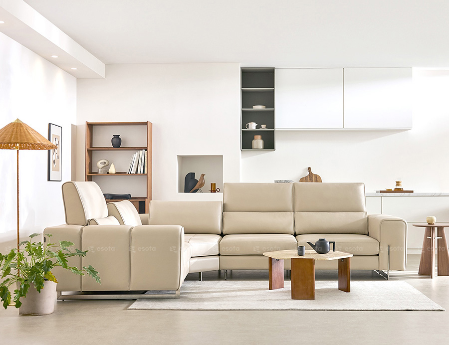 Ghế sofa góc phòng khách màu kem E50