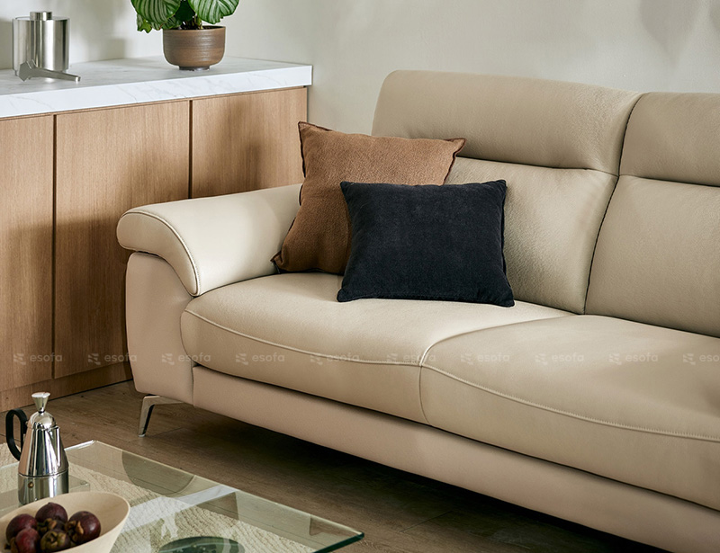 Ghế sofa văng da màu kem E38