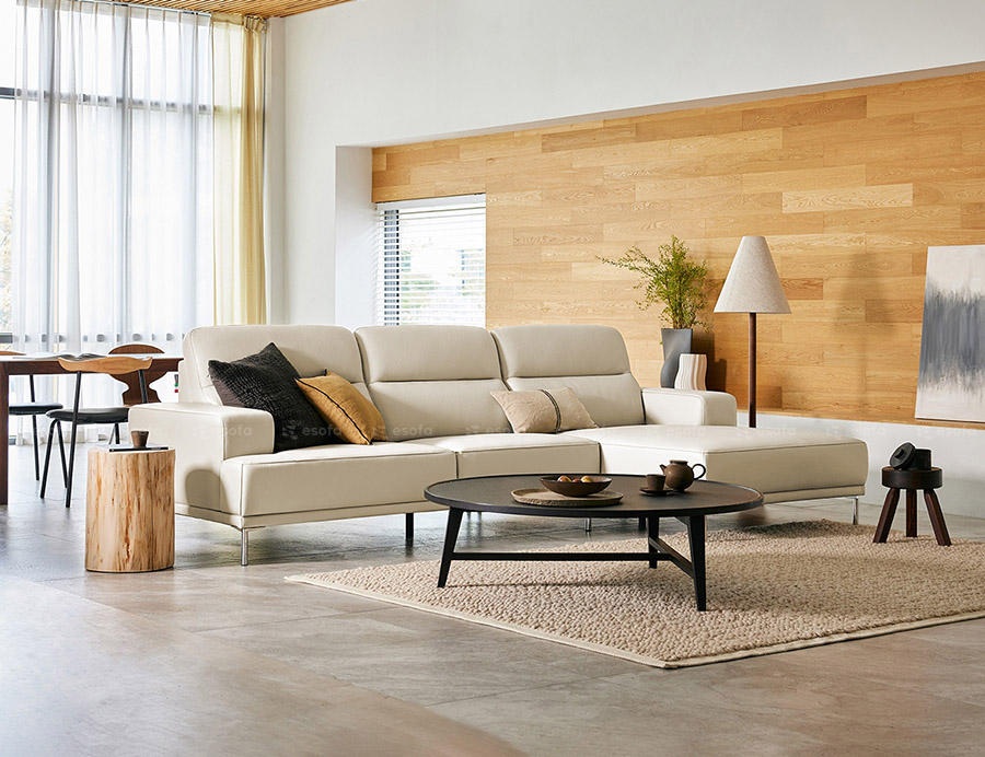 Sofa góc 3 chỗ màu kem E36