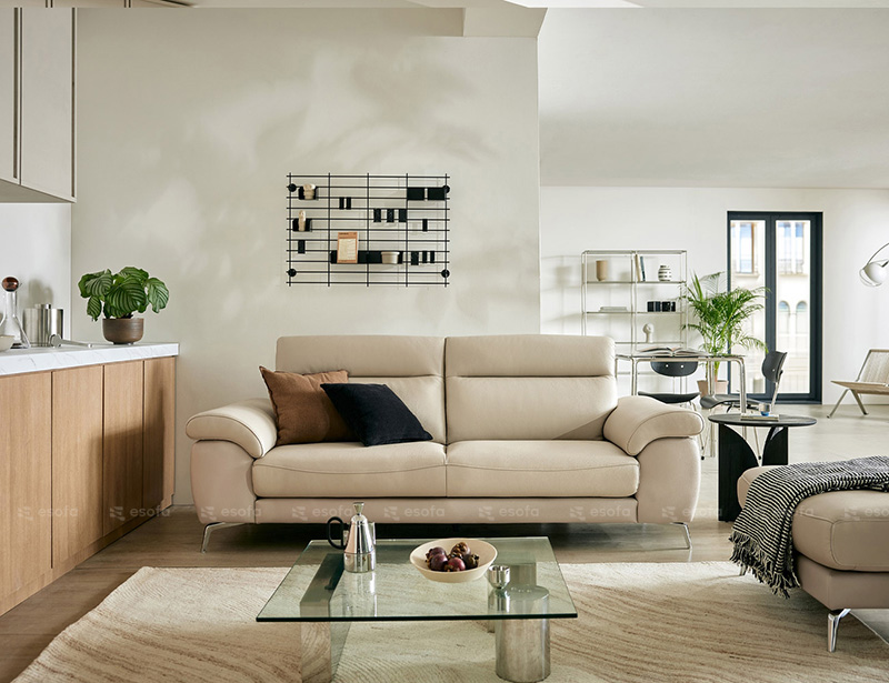 Sofa văng 2 chỗ màu kem E38