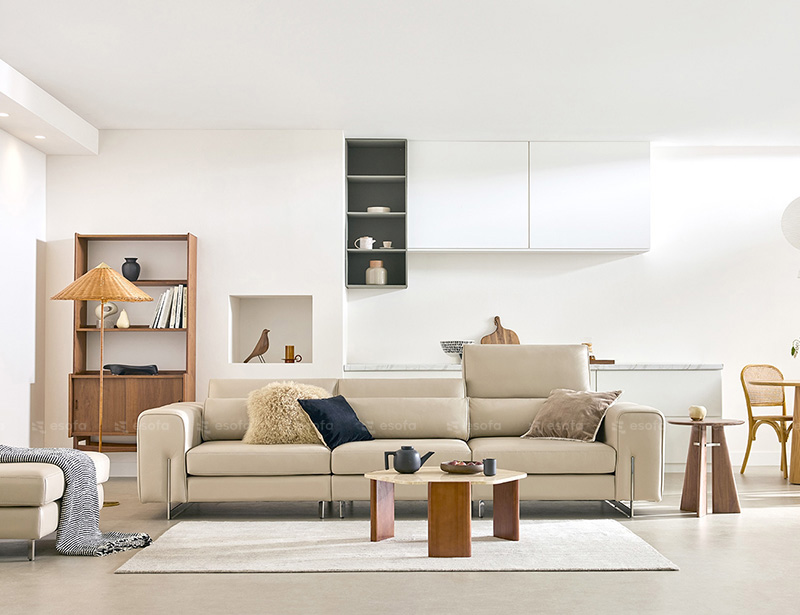 Ghế Sofa Văng Phòng Khách Màu Kem - E50