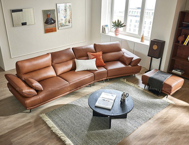 Bộ sofa văng da 3 chỗ tựa cong E22