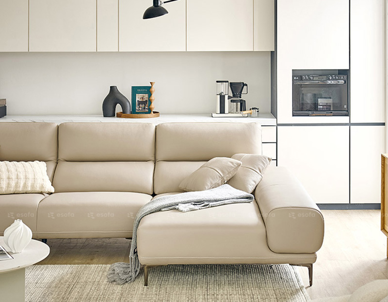 Ghế sofa góc da màu kem Hàn Quốc E42