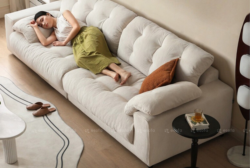 Sofa văng nỉ 2 chỗ màu kem E73