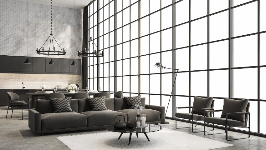 Thiết kế ghế sofa dài theo phong cách nội thất
