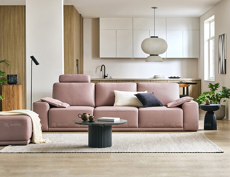 Ghế sofa văng 3 chỗ màu hồng E49
