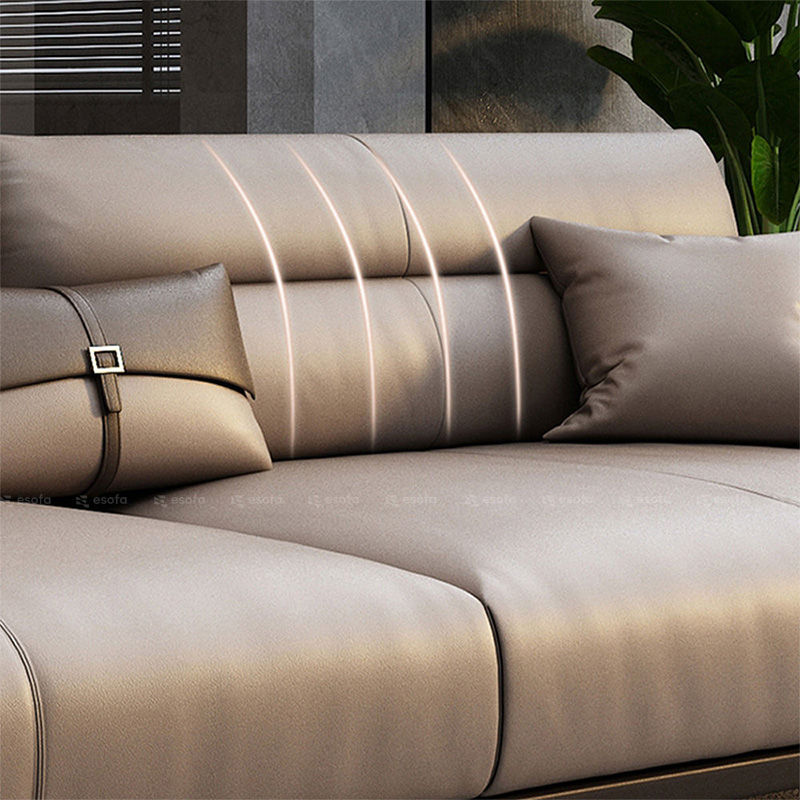 Bề mặt da sofa màu nâu hiện đại E114