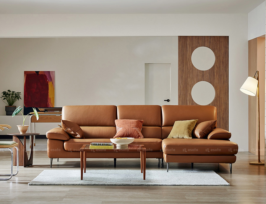 Ghế sofa góc da phòng khách E127