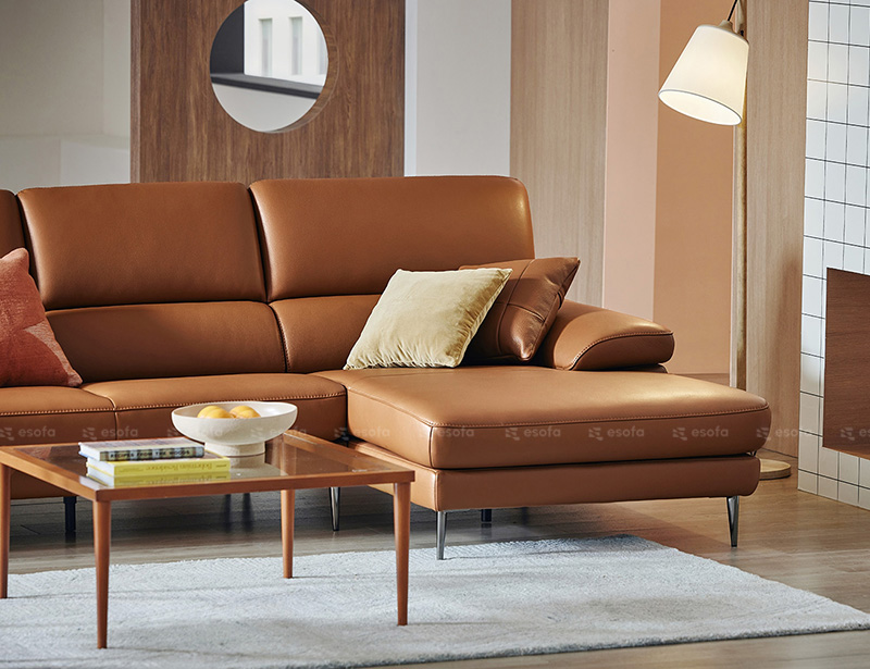 Ghế sofa góc màu da bò E127