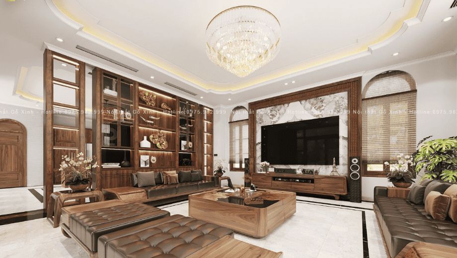Sofa gỗ óc chó hiện đại – Xu hướng nội thất cao cấp