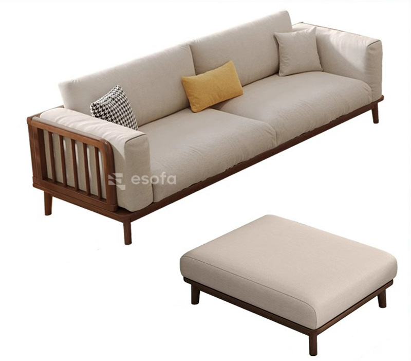 Sofa văng nỉ màu kem hiện đại E298